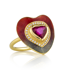 Ruby Heart Enamel Ring Image
